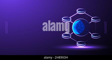 Big data low poly wireframe vector illustration isolated Background Stock Vector