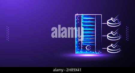 folder, data management low poly wireframe vector illustration isolated Background Stock Vector