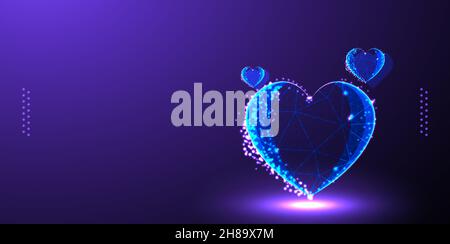 love valentines low poly wireframe Stock Vector