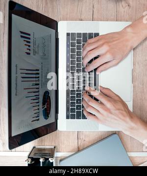 top view. business man analyzing financial data. Stock Photo
