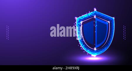 shield security low poly wireframe Stock Vector