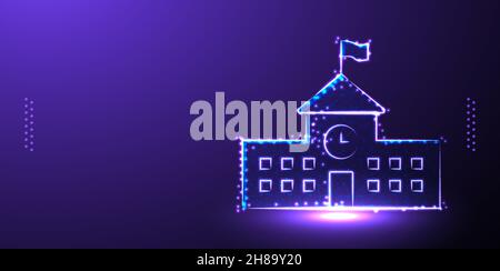school, building low poly wireframe mesh from polygonal design vector illustration Stock Vector