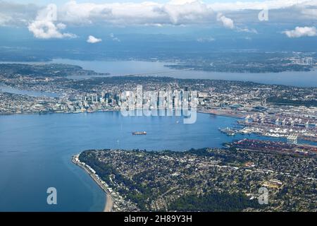 Aerial View of Downtown Seattle and surrounds Stock Photo - Alamy