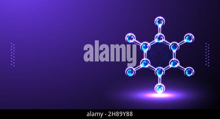 Science background with molecule or atom, medical background low poly wireframe vector illustration isolated Background Stock Vector