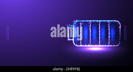 battery, plug, charging low poly wireframe mesh from polygonal design vector illustration Stock Vector