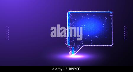 bubble, speech low poly wireframe mesh from polygonal design vector illustration Stock Vector
