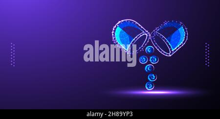 medical capsule low poly wireframe vector illustration isolated Background Stock Vector