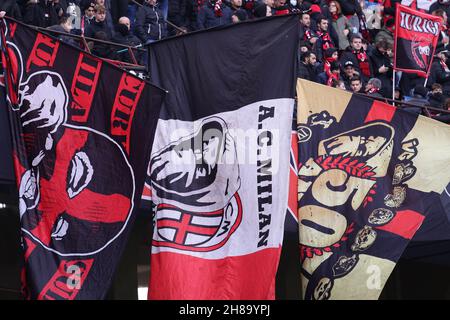 MILAN ITALY- November 28 Stadio G Meazza  Ac Milan supporters during the Serie A match between Ac Milan and Sassuolo  at Stadio G. Meazza on October 264, 2021 in Milan, Italy. Credit: Christian Santi/Alamy Live News Stock Photo