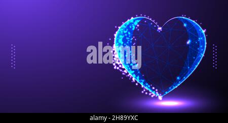 love valentines low poly wireframe Stock Vector