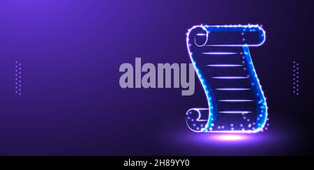 paper roll message low poly wireframe vector illustration Stock Vector