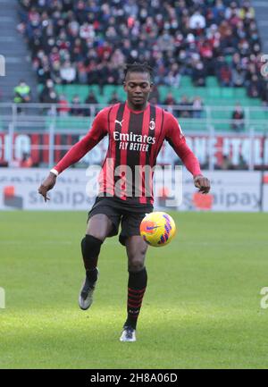 MILAN ITALY- November 28 Stadio G Meazza  Rafael Leao  Ac Milan in action during the Serie A match between Ac Milan and Sassuolo  at Stadio G. Meazza on October 264, 2021 in Milan, Italy. Credit: Christian Santi/Alamy Live News Stock Photo