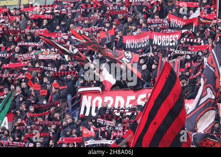 MILAN ITALY- November 28 Stadio G Meazza  Ac milan supporters during the Serie A match between Ac Milan and Sassuolo  at Stadio G. Meazza on October 264, 2021 in Milan, Italy. Credit: Christian Santi/Alamy Live News Stock Photo