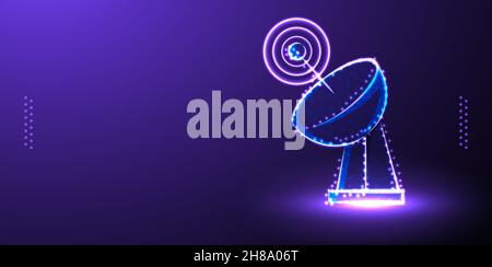 antenna signal low poly wireframe vector illustration Stock Vector