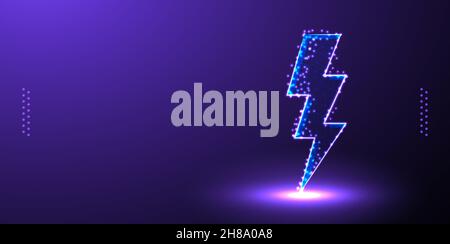 thunder, bolt, thunderstorm low poly wireframe, polygonal design vector illustration Stock Vector
