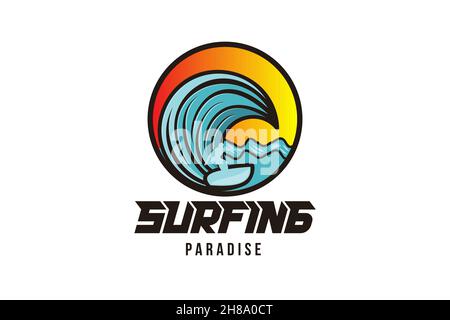 man surfing, and wave logo Designs Inspiration Isolated on White Background Stock Vector
