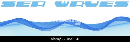 Sea wavy rippled water surface. Vector graphics with undulate waves Stock Vector