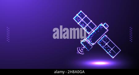 satellite low poly wireframe mesh from polygonal design vector illustration Stock Vector