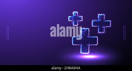 cross, medical low poly wireframe, polygonal design vector illustration Stock Vector
