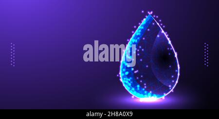 water drop low poly wireframe mesh Stock Vector
