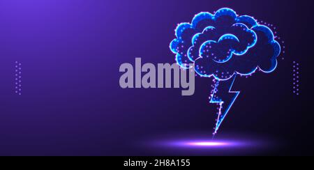 cloud storm low poly wireframe Stock Vector