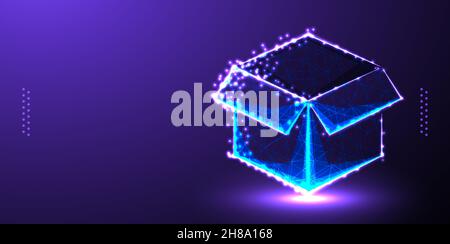 open box package low poly wireframe mesh Stock Vector