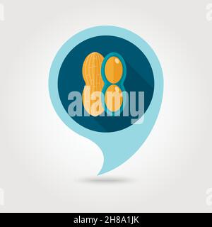 Peanut flat vector pin map icon. Map pointer. Map markers. Vegetable vector illustration eps 10 Stock Vector