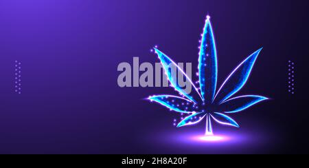 cannabis low poly wireframe mesh Stock Vector