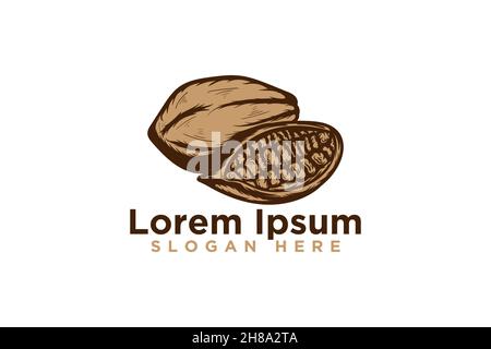 Hand drawn cocoa, Vintage chocolate logo design, Vector illustration Stock Vector