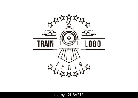 vintage mono line train logo Designs Inspiration Isolated on White Background Stock Vector