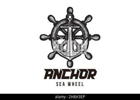 hand dawn Anchor vector logo icon Nautical maritime sea ocean boat illustration symbol Designs Inspiration Isolated on White Background Stock Vector