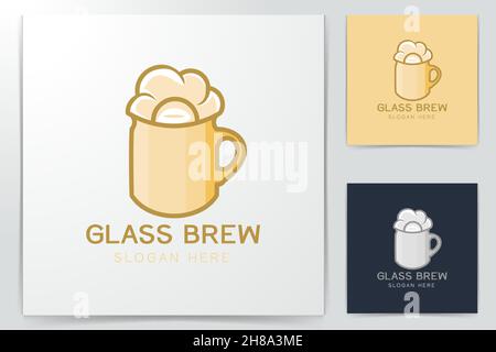 A Glass Of Beer Logo Designs Inspiration, Vector Illustration Stock Vector