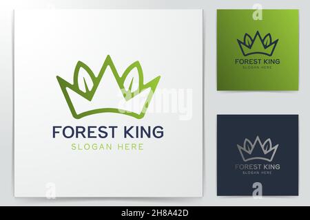 green crown and leaf Logo Inspiration isolated on white background Stock Vector