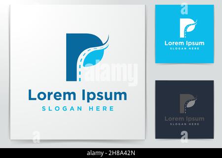 letter P and road Logo Inspiration isolated on white background Stock Vector
