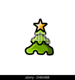 cypress decoration, christmas tree colorful icon vector illustration Stock Vector