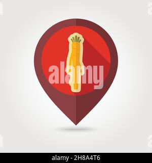 Horseradish flat vector pin map icon. Map pointer. Map markers. Vegetable root vector illustration Stock Vector