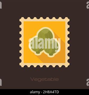 Brussels sprouts flat stamp. Vegetable vector illustration Stock Vector