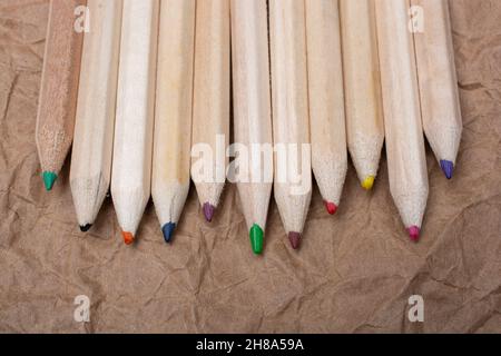 Colored pencilso paper  background Stock Photo