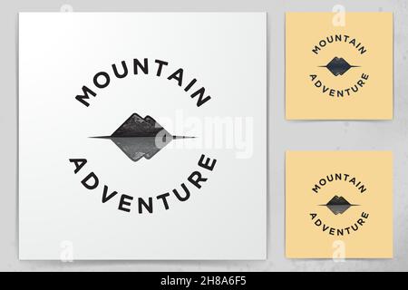 hand drawn mountain shadow, adventure logo Designs Inspiration Isolated on White Background Stock Vector