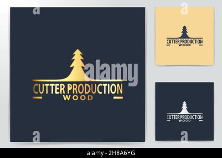 fir tree, cutter logo Designs Inspiration Isolated on White Background Stock Vector