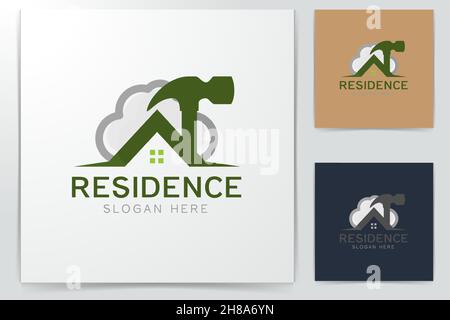 hammer, house construction Logo Inspiration isolated on white background Stock Vector