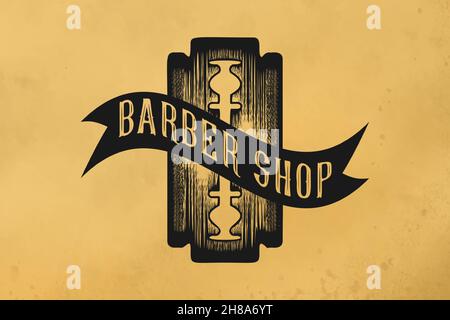 razor blade, barber logo Designs Inspiration Isolated on White Background Stock Vector