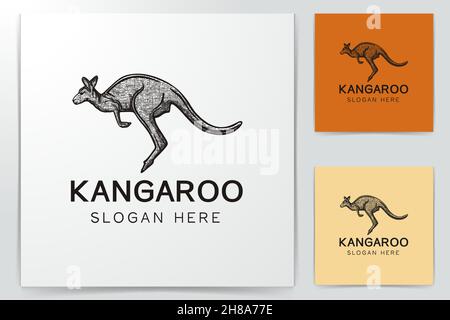 kangaroo logo hand drawn Stock Vector