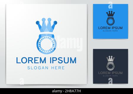 Ring and crown, Jewelery Logo Designs Inspiration Isolated on White Background Stock Vector