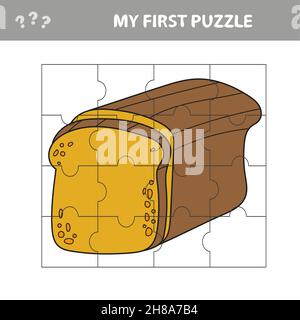 My first puzzle. Bread. Puzzle pieces - a game for preschool children