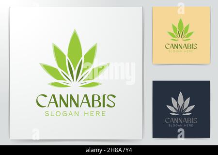 cannabis leaf logo Designs Inspiration Isolated on White Background Stock Vector