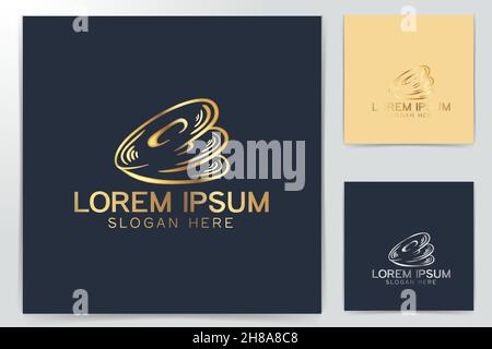 Abstract, music disc logo design, vector illustration Stock Vector