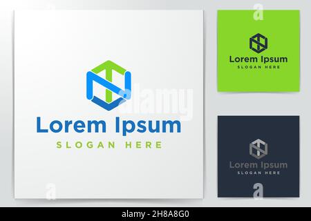 letter N T hexagon Logo Inspiration isolated on white background Stock Vector