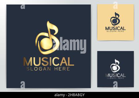 music note and guitar pick logo, vector illustration Stock Vector