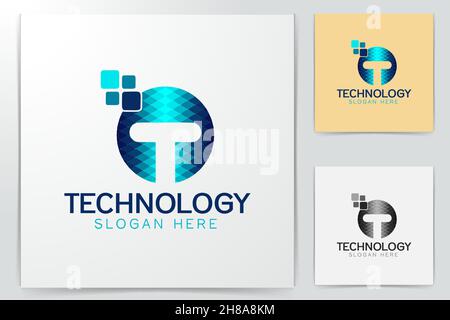 letter T digital logo Designs Inspiration Isolated on White Background Stock Vector