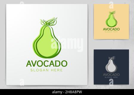 green avocado logo Designs Inspiration Isolated on White Background Stock Vector